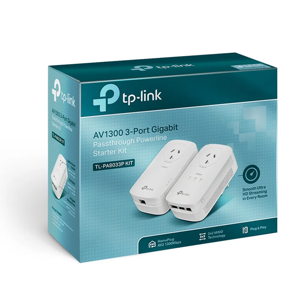 TP-LINK AV1300 MIMO 3 Port Gigabit Powerline Start Kit