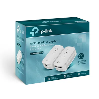TP-LINK AV1300 MIMO 3 Port Gigabit Powerline Start Kit