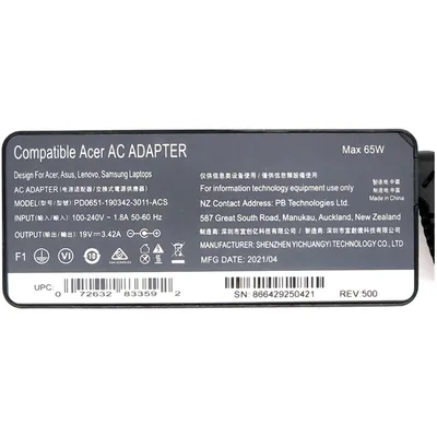 ORG Acer 65W Charger (3.0mmX1.1mm)