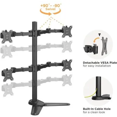 Brateck Quad Arm Full Extension Articulating Monitor Stand - 17"-32" 