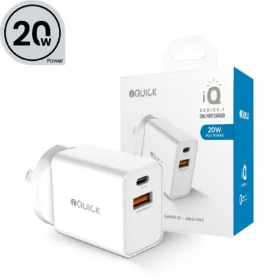 iQuick USB-A & USB-C 20W Fast Wall Power Adapter