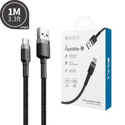 iQuick USB-C to USB Charge Cable 1m - Black