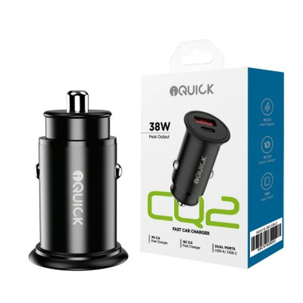 iQuick 38W Fast Car Charging USB-A & USB-C Ports
