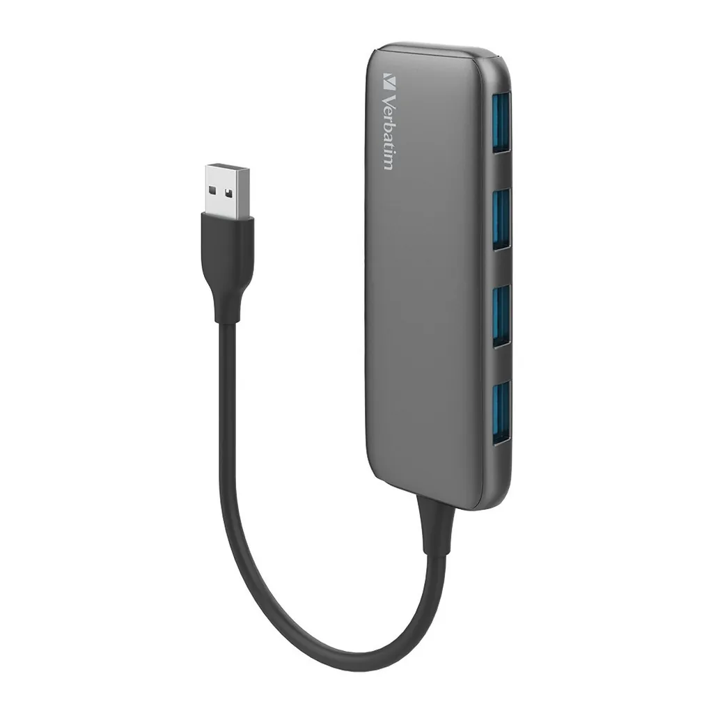 Verbatim USB-A 3.0 Hub to 4 Port USB-A 3.0 - Space Grey