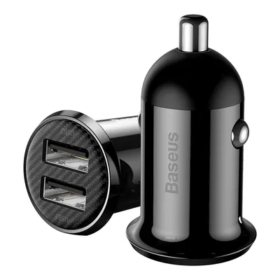 Baseus Grain Pro Car Charger (Dual USB 4.8A)-Black
