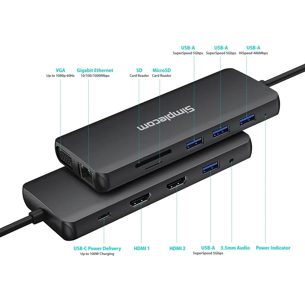 Simplecom CHN612 USB-C 12-in-1 Docking Station
