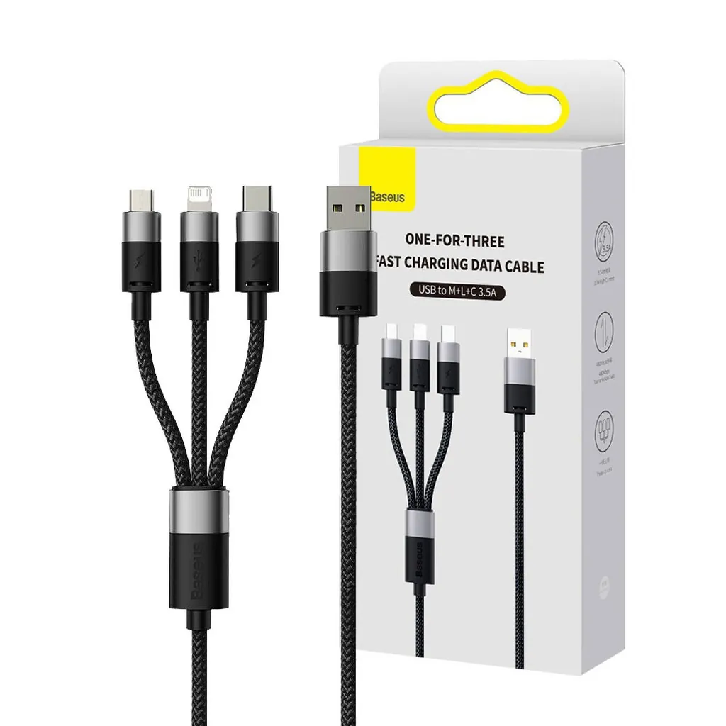 Baseus Rapid 3 in 1 (Micro, Lightning, Type-C) Cable - Black