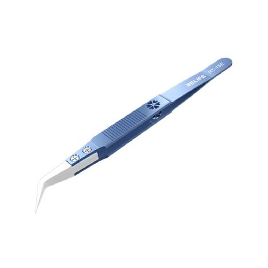 Titanium Ceramic Angled Tweezer Blue