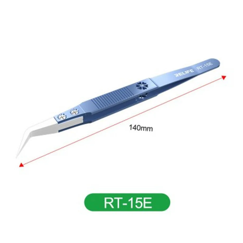 Titanium Ceramic Angled Tweezer Blue