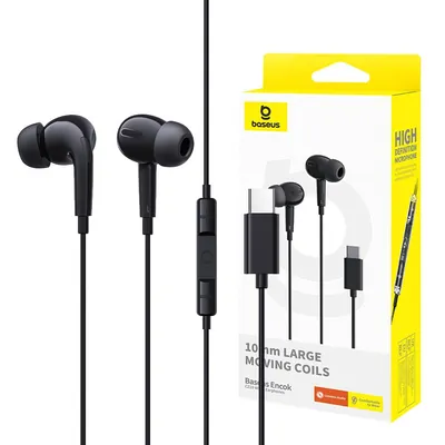 Baseus Encok CZ18 Type-C Wired Earphones - Black