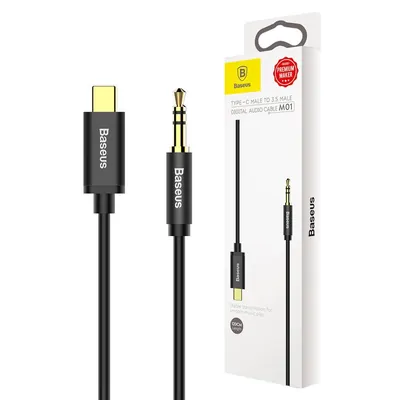 Baseus Stereo Audio AUX Cable 3.5MM to Type-C 120cm - Black