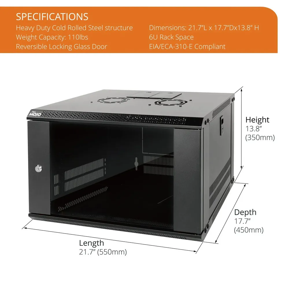 Tecmojo 6RU 450mm Wall Mount Network Cabinet