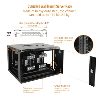 Tecmojo 6RU 450mm Wall Mount Network Cabinet