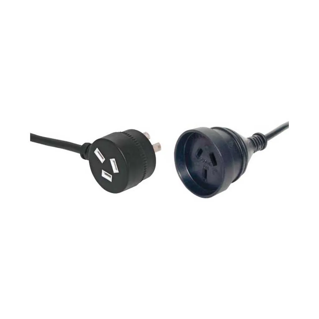 PowerTran 10m Piggyback Mains Black Extension Cable