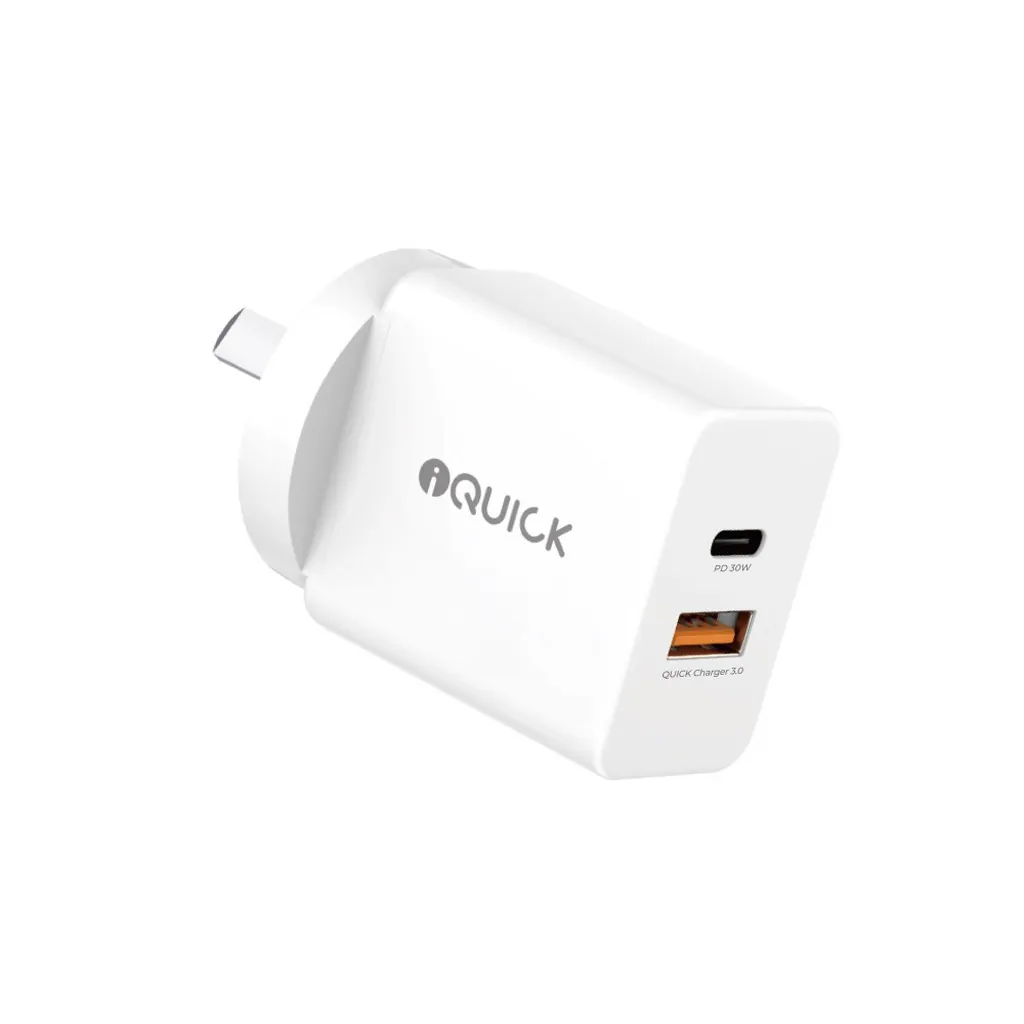 iQuick USB-A & USB-C 30W GaN II Fast Wall Power Adapter