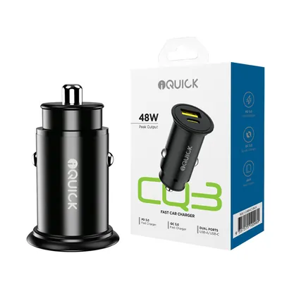iQuick 48W Fast Car Charging USB-A & USB-C Ports