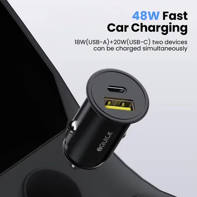 iQuick 48W Fast Car Charging USB-A & USB-C Ports